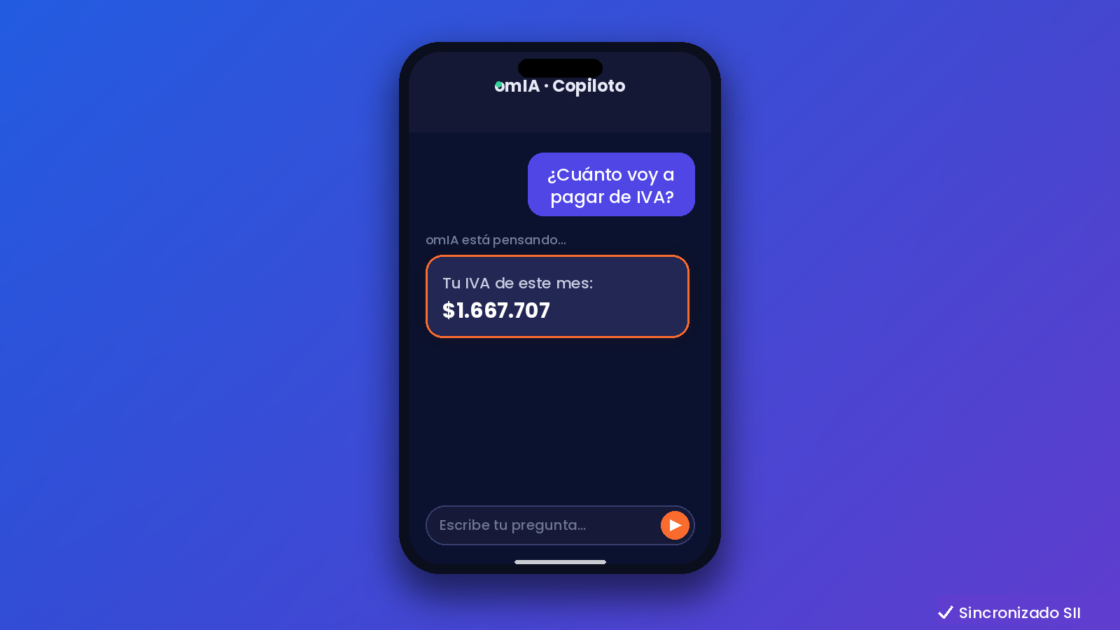 Copiloto de omIA respondiendo con datos de la empresa
